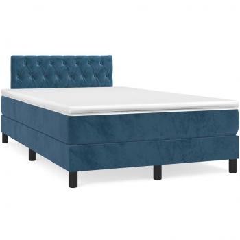 VidaXL Dunkelblaues Samt-Boxspringbett 120x190 cm mit Matratze