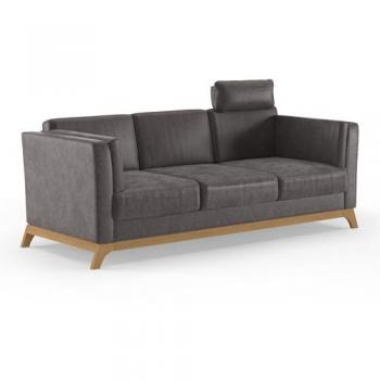 3-Sitzer Sofa Viva, grau (anthrazit), mit Eichenholzrahmen