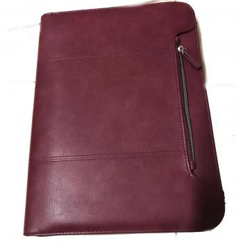 Custodia per quaderno Gate, ecopelle rugata rossa, zip inclusa, blocco di carta in dotazione