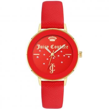 Juicy Couture Women's Gold and Red Leather Strap Watch
