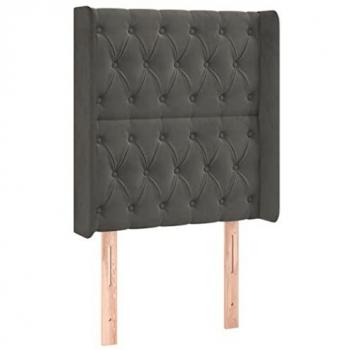 Samt Kopfteil Dunkelgrau mit LED 83x16x118/128 cm