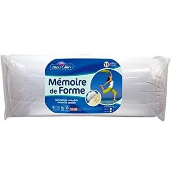 Bleu Câlin Traversin Plat Barrettes mousse à mémoire de forme et fibre polyester, Blanc 140 x 40 cm TMFW