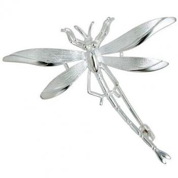 Brosche oder Anhänger Libelle 925er Sterling Silber mattiert