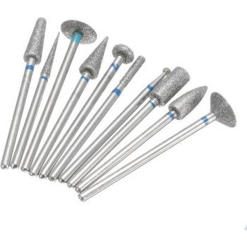 10‑Pack Dental Diamond Polishing Burs – 2.35 mm Shank, Rotary & Grinding Abrasives