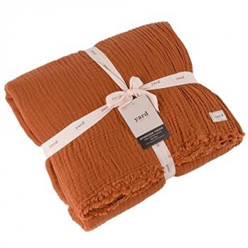 Large Dark Brown Crinkled Cotton Throw by Lark (Size: 240 x 260 cm)
