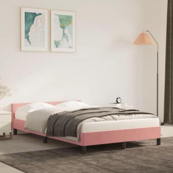 VidaXL Rosa Bettgestell 120x200 cm ohne Matratze und mit Kopfteil aus Samt