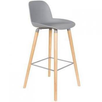 ZUIVER “Albert Kuip” 75 cm – Ljusgrå barpall med stöd