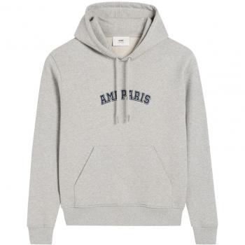 Ami Paris Men's Cotton Hoodie Grey Size Small