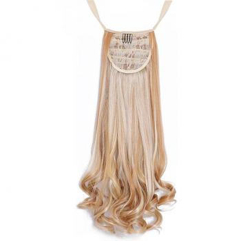 Black Blonde Curly Ponytail Clip In Hair Extensions