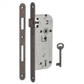 Serrure à clé encastrable pour porte de chambre, axe 45mm, entraxe 90mm, bronze