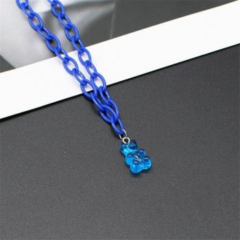 Women’s Candy Color Gummy Bear Pendant Necklace