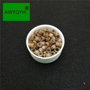 1000 Uds Micro Anillos 11# Silicona Marrón Claro 5mm x 3mm x 3mm para Extensiones de Cabello