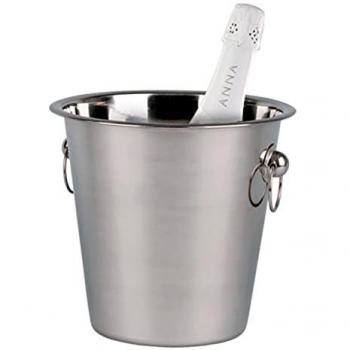 Cubo metálico para hielo Tradineur, 21,5 x 20,7 cm, con asas de acero inoxidable