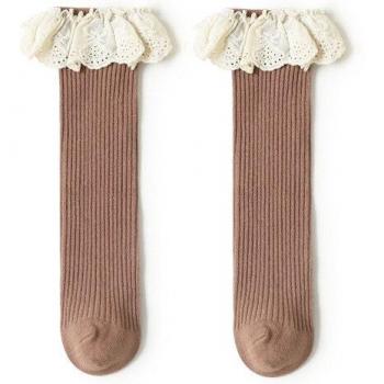Calcetines hasta la Rodilla de Punto Vintage Bordados, Talla 8T para Niños y Niñas, Colores Variados