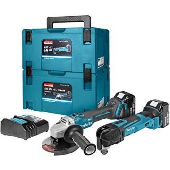 Kit completo Makita DLX2154TJ1 con DGA504, DTM51, 2x5,0 Ah, DC18RC e 2x Makpac 3