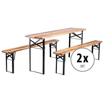 Stagecaptain Bierzeltgarnitur Hirschgarten BB-180 Sitzgarnitur 177 cm Länge, (Stehtisch Holz, 6-tlg., 4 x Bank, 2 x Tisch), Sitzmöbelset Outdoor & Indoor, klappbar
