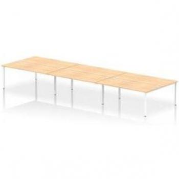 White Frame 6-Person Office Bench Desk