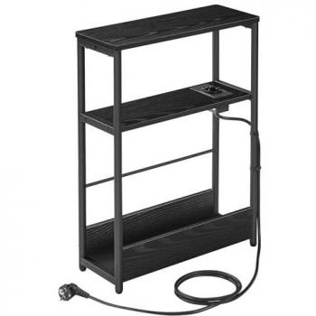 VASAGLE Table d’appoint fine noir, multiprise à trois niveaux