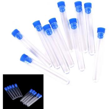 10 Tubes à essai en plastique transparent 15x100mm avec bouchon d'aile