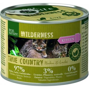 Real Nature Lattina Kitten: Pollo + Salmone, 6x200g