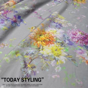 LEO&LIN Gray Large Wide Silk Cotton Blend Textile
