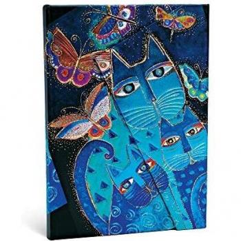 Libreta Paperblanks Gatos Azules y Mariposas Midi Rayada.