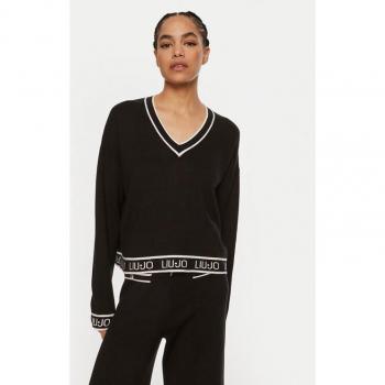 Pull Noir Liujo avec Logo en Soie Mélangée S