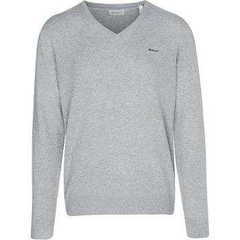 Gant V-Ausschnitt Pullover grau aus Lammwolle