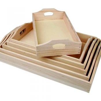 Trays for Serving, 6 Pieces, in Paulownia Wood