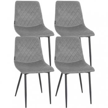 Set Sedie Telde Velvet 4x Grigio Lusso