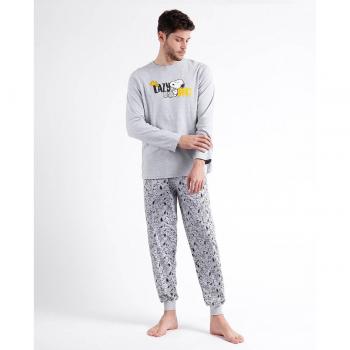 Pigiama Snoopy lungo in stile Smile Giggle Laugh, grigio melange XL