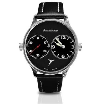 Messerschmitt ME Dual SL Schwarz Leder Band Uhr für Herren