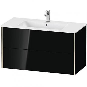 Duravit XViu Waschtisch-Unterschrank mit 2 Schubkästen, wandhängend, 101x56x48 cm, schwarz hochglanz/champagner matt