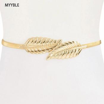 MYYBLE Funkelnder Brautgürtel mit Goldblättern