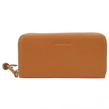 Marc O'Polo Portemonnaie aus natürlichem Rindleder mit golden glänzendem Metall-Zipper, Größe 1