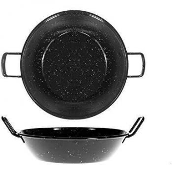 Spanish Ceramic Deep Frying Pan with Handles, Verano, Enameled Cookware, 22cm Diameter