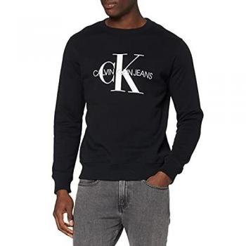 Sweat-Shirt Noir Calvin Klein Jeans Monogram Iconique, Small Homme