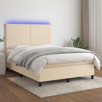 Letto a Molle con Materasso e Illuminazione LED Crema 140x200 cm