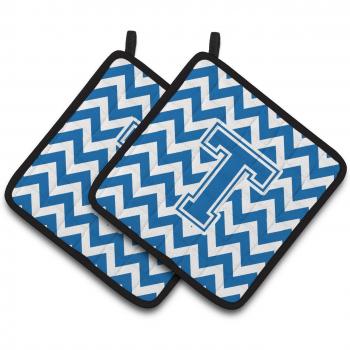 Caroline's Treasures Letter T Chevron Pot Holders