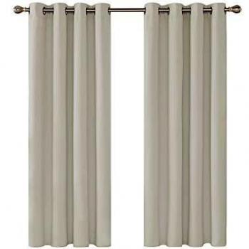 Deconovo Hellbeige Vorhang, 160x117cm, blickdicht, für Schlafzimmer, 2er Set