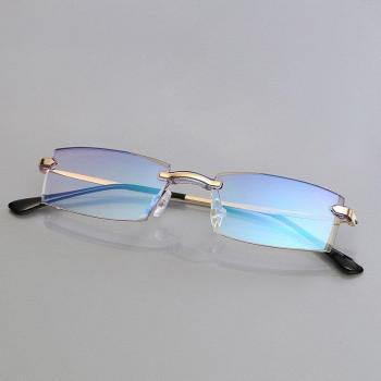 High-Grade Coating Frameless Myopia Glasses Women Anti-Blue Light Prescription Eyeglasses -2.5