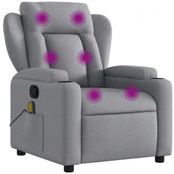 VidaXL Light Grey Recliner with Massage Feature