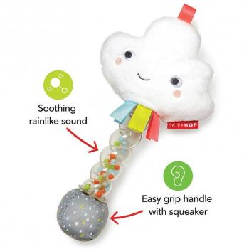 Skip Hop Cloud Rain Stick – Silver Rattle for Infants, 0+ Years