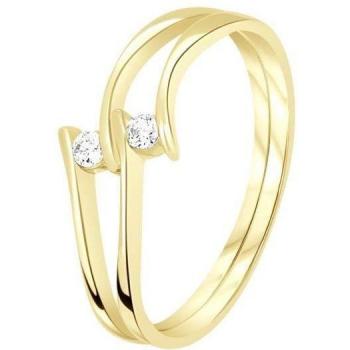 Bague zirconium double – barrette dorée