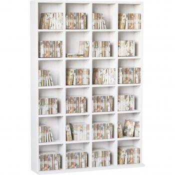 Homcom Porta CD e DVD Libreria Legno Composito Bianco Aosom