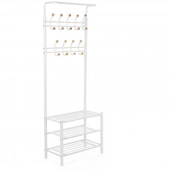 SONGMICS High Closet Organizer for Front Door Area, 3 Shelves and Hooks, Cream Coat Rack, 187 cm HSR04W