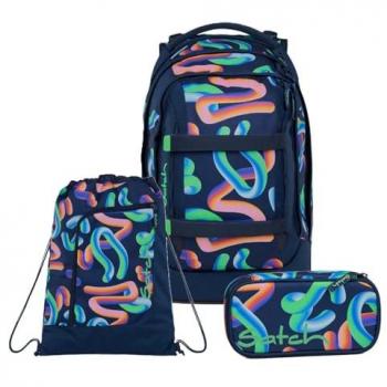 Schulrucksack‑Combo „Satch Pack Crazy Twist“ – 3‑teilig, anpassbar auf Körpergröße