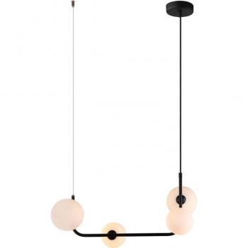 Sospensione Ferrand 4 Luci Nera con Paralume Bianco Dimmerabile G9
