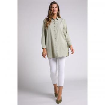 Blusa grigia con colletto da camicia e maniche lunghe, taglia 56/58, Ulla Popken