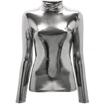 Patrizia Pepe Women's XS Long Sleeve Shiny Jersey Top